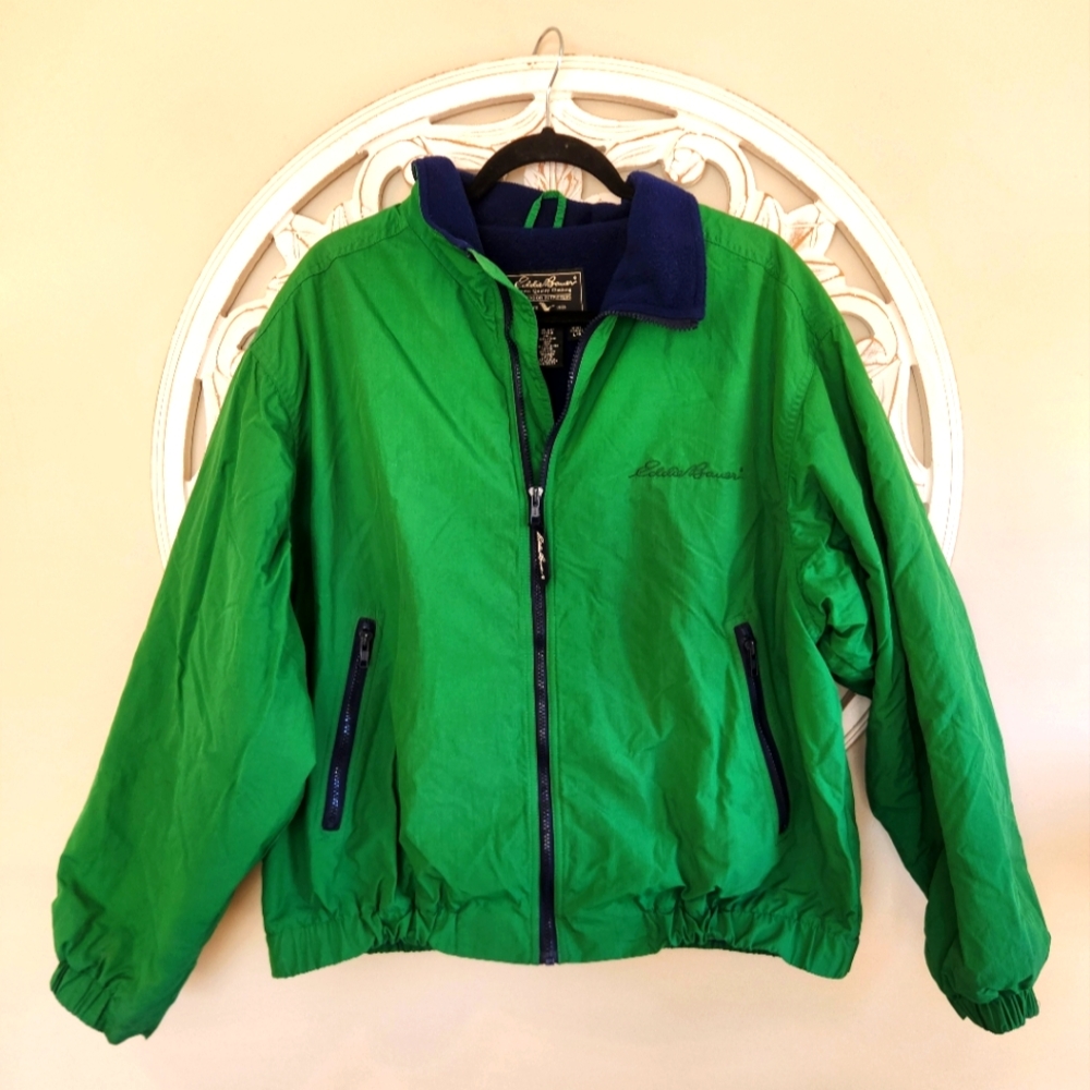 Men's Eddie Bauer Outdoor Fitters Green Zippered Insulated Jacket Size Large